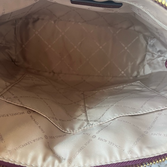 Michael Kors Burgundy Tote with Gold Details - Picture 5 of 7